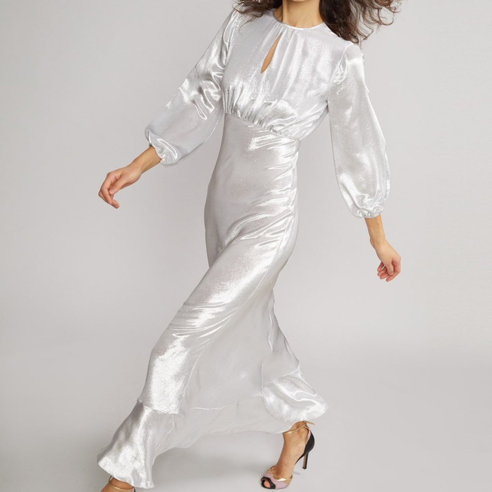 NWT Silver Lake Metallic Maxi Dress, 10